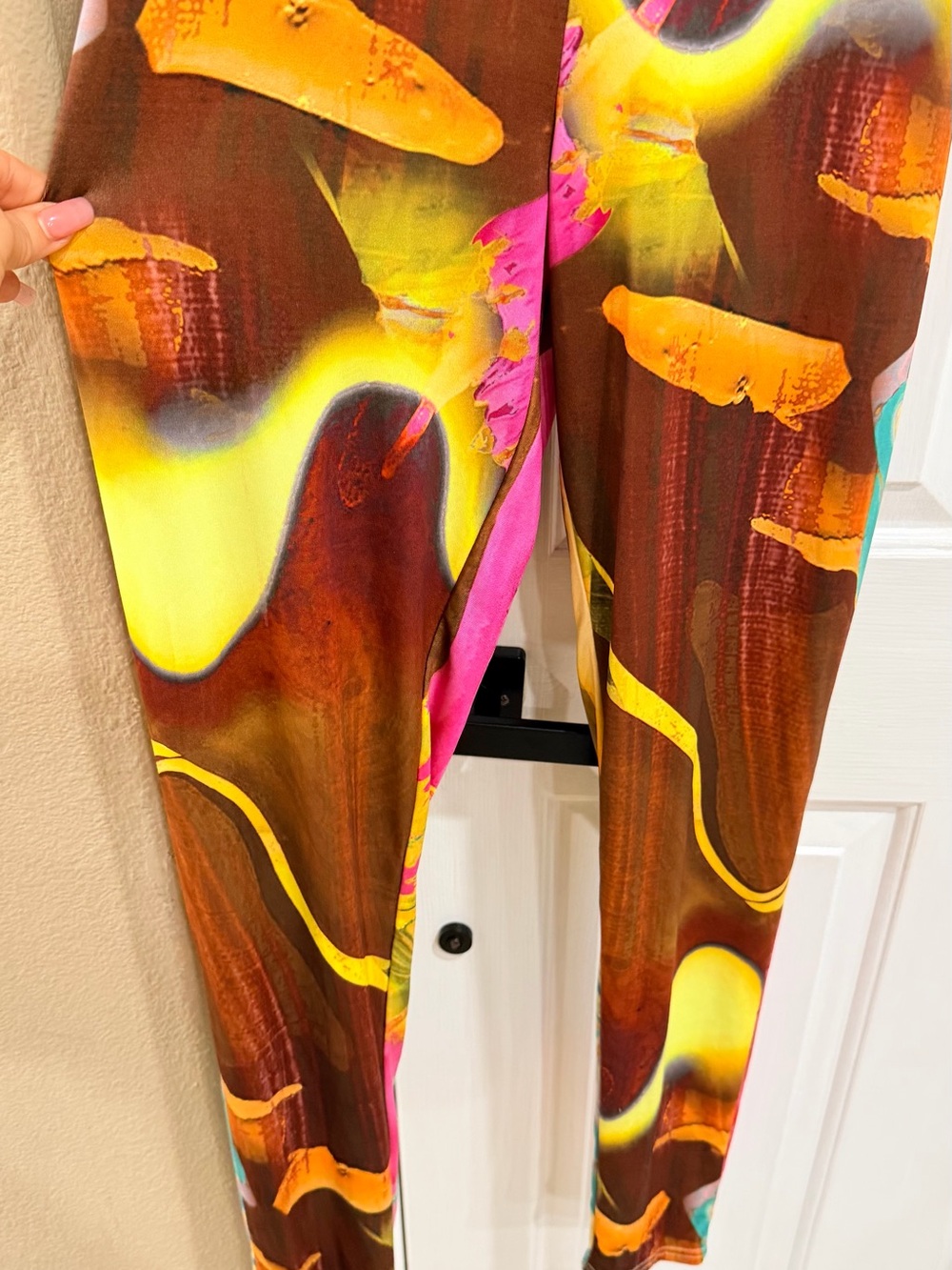 Colorful Abstract Print Halter Jumpsuit - Pink, Yellow & Brown - Picture 3 of 6